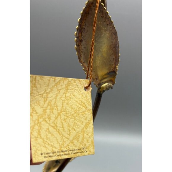 Vtg 70s DeMott Brass Copper Metal‎ Onyx Stone Rose Sculpture  Art Decor - Picture 5 of 7